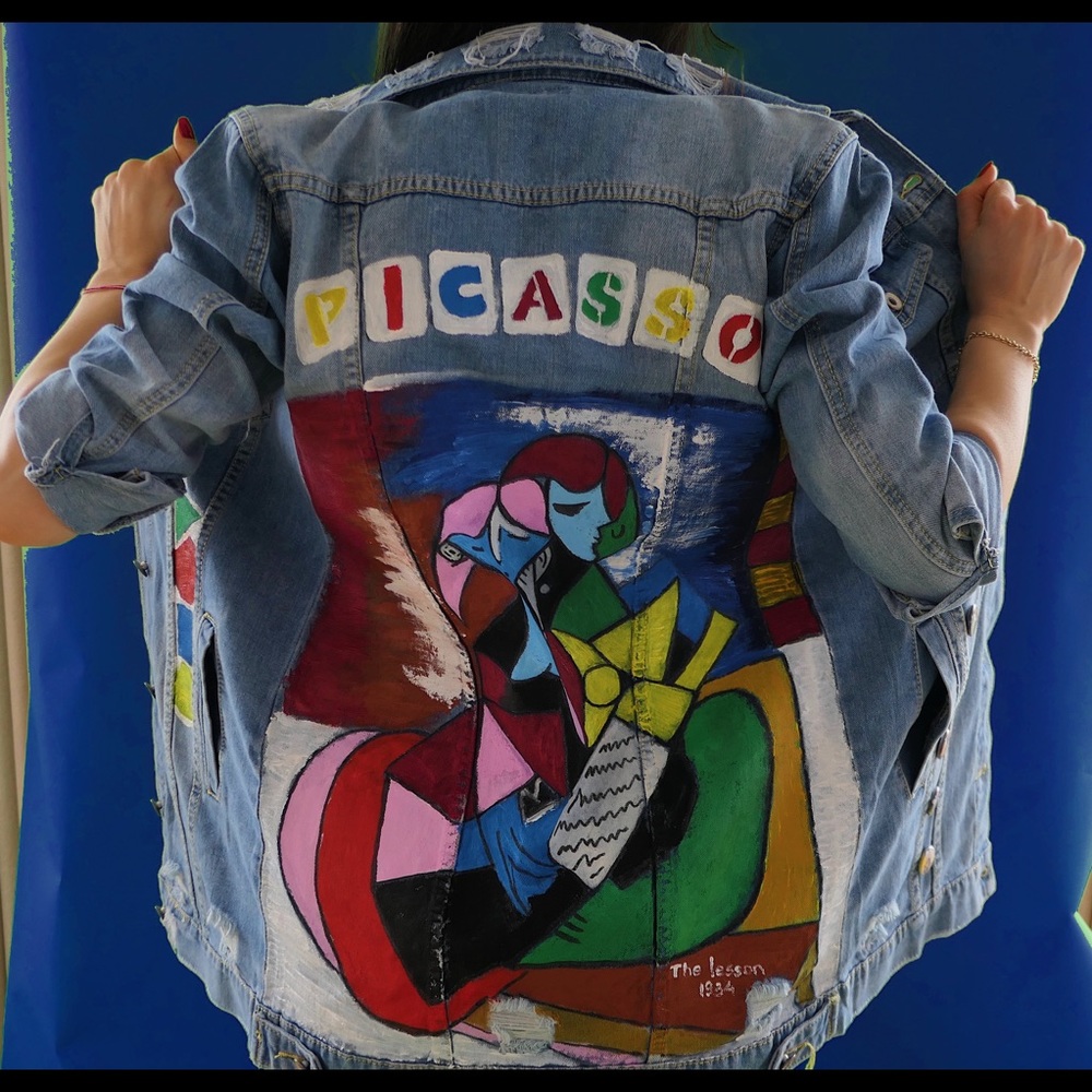 Picasso Denim Jacket! (Hand-painted)